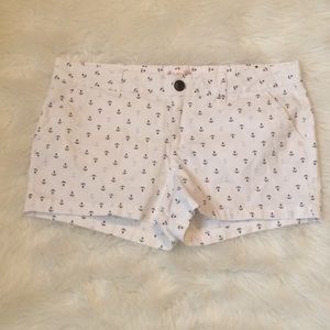 No Boundaries SZ 15 White Anchor Print Mini Shorts